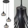 Hot Straluma 3-Lichts ronde hanglamp met zwarte draadkappen