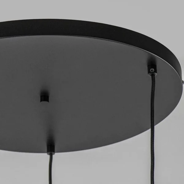Hot Straluma 3-Lichts ronde hanglamp met zwarte draadkappen