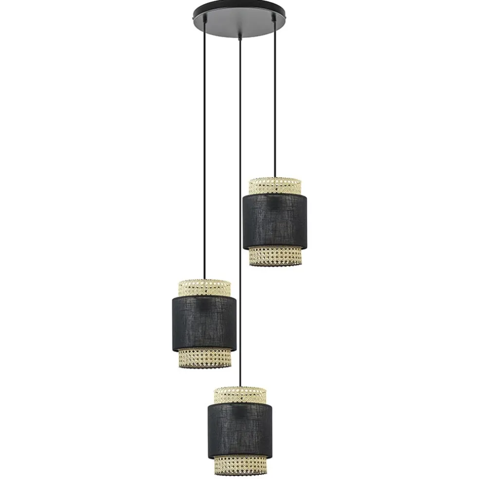 lichts_ronde_hanglamp_zwa_0-1.webp Online Straluma 3-Lichts ronde hanglamp zwart met webbing