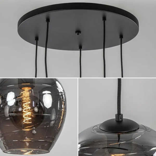 lichts_ronde_hanglamp_zwa_3-2.webp Best Sale Straluma 5-Lichts ronde hanglamp zwart met smokey glas