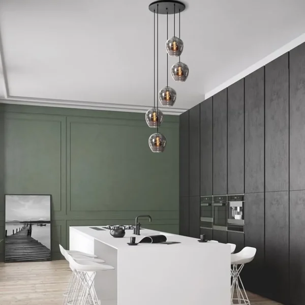 lichts_ronde_hanglamp_zwa_4-2.webp Best Sale Straluma 5-Lichts ronde hanglamp zwart met smokey glas
