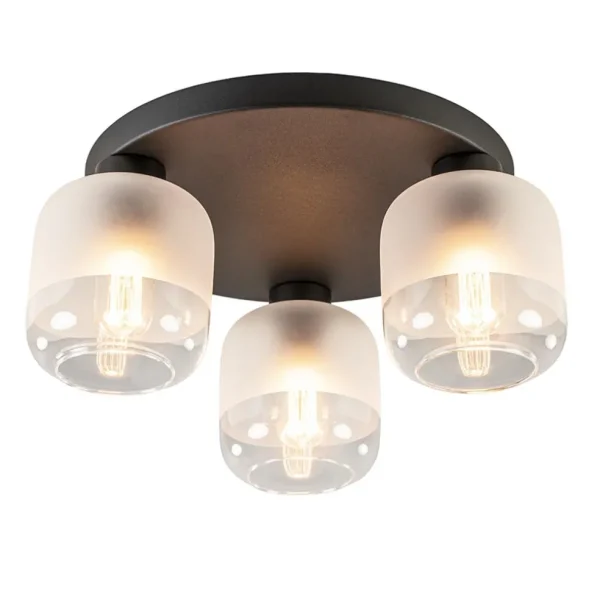 lichts_ronde_plafondlamp__1.webp Flash Sale Straluma 3-Lichts ronde plafondlamp zwart met helder/mat glas