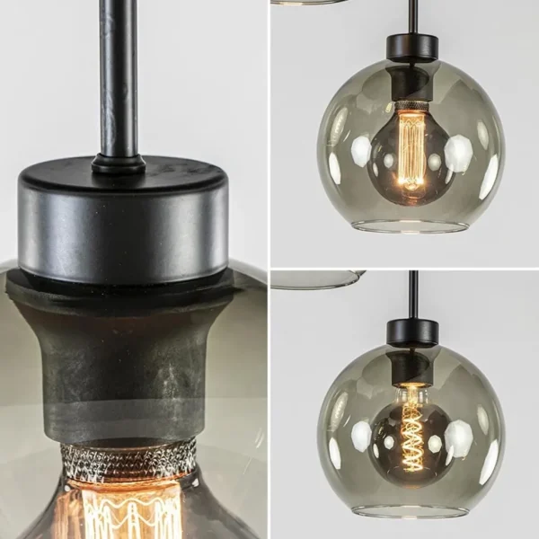 Best Sale Straluma 3-Lichts ronde plafondlamp met smoke glazen bollen