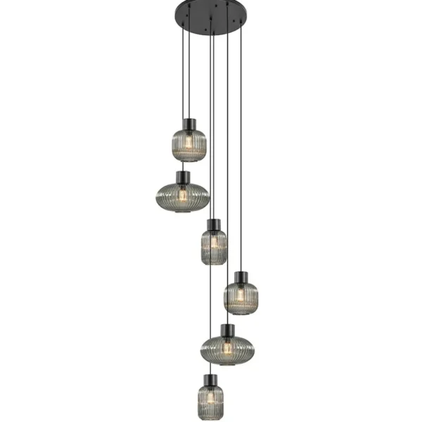 lichts_vide_hanglamp_smok_1.webp Best Sale Straluma 6-Lichts vide hanglamp smoke glas met zwarte details