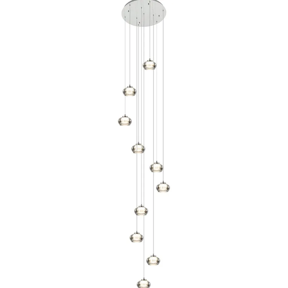 Clearance Straluma 10-Lichts videlamp chroom/smoke glas inclusief dimbaar LED