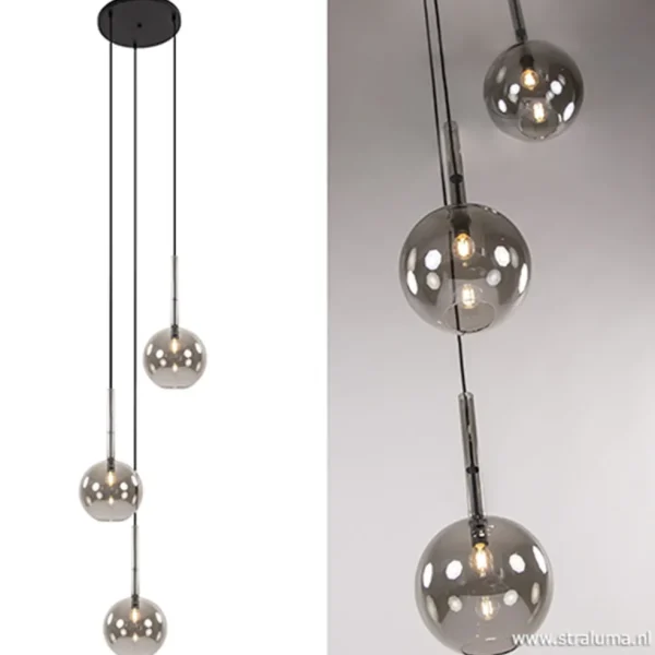 lichts_videlamp_smoke_gla_1.webp Online Straluma 3-Lichts videlamp smoke glas met zwart