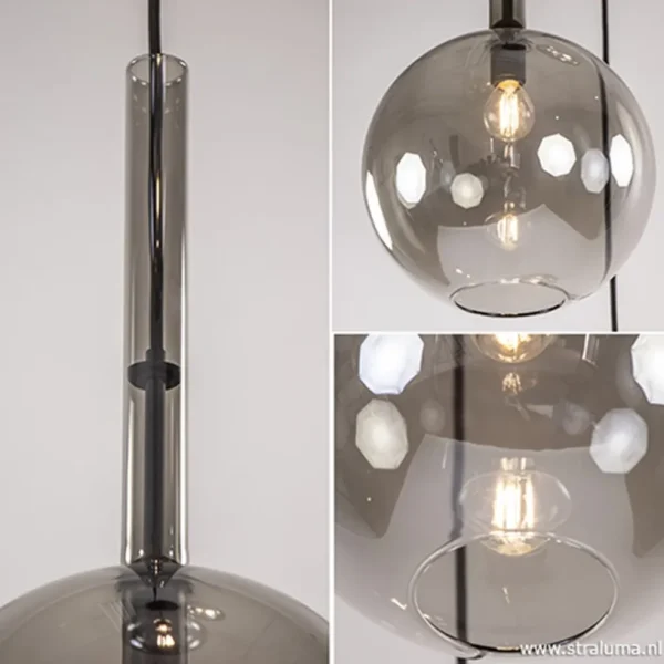 lichts_videlamp_smoke_gla_3.webp Online Straluma 3-Lichts videlamp smoke glas met zwart