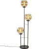 lichts_vloerlamp_mat_zwar_1.webp Store Straluma 3-Lichts vloerlamp mat zwart met amber glazen bollen