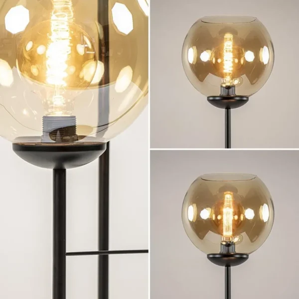 lichts_vloerlamp_mat_zwar_3.webp Store Straluma 3-Lichts vloerlamp mat zwart met amber glazen bollen