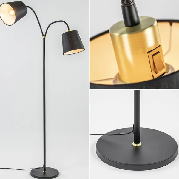 lichts_vloerlamp_zwartgou_3-1.webp Sale Straluma 2-Lichts vloerlamp zwart/goud met flexibele armen