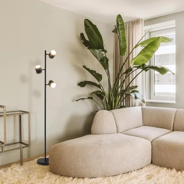 New Straluma 3-Lichts vloerlamp zwart/goud met dimbare spots