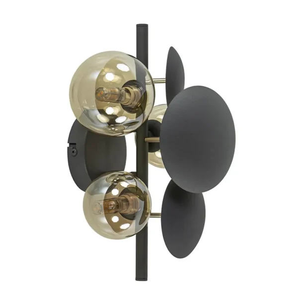 lichts_wandlamp_grijsgoud_0.webp Clearance Straluma 3-Lichts wandlamp grijs/goud met amber glas