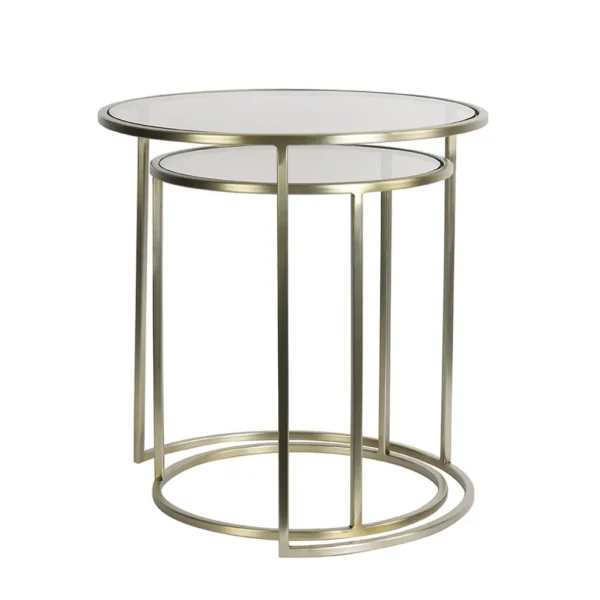 light_and_living_bijzetta_1.webp Best Sale Straluma Light and Living bijzettafel Duarte set van 2 goud met bruin glas