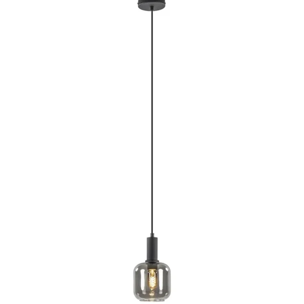 light_and_living_hanglamp_1.webp Discount Straluma Light and Living hanglamp Lekar zwart met smoke glas klein