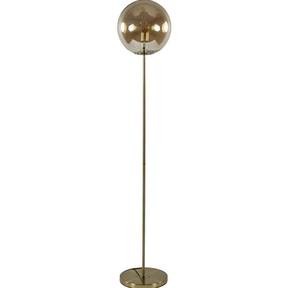 Best Sale Straluma Light and Living vloerlamp Medina goud met amber glas