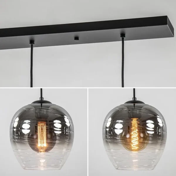 luxe_lichts_eettafelhangl_3.webp Outlet Straluma Luxe 5-lichts eettafelhanglamp smoke glas met verloop