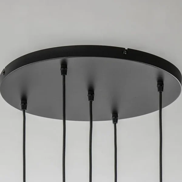 luxe_lichts_videlamp_mess_3.webp Online Straluma Luxe 5-lichts videlamp messing met amber glazen bollen