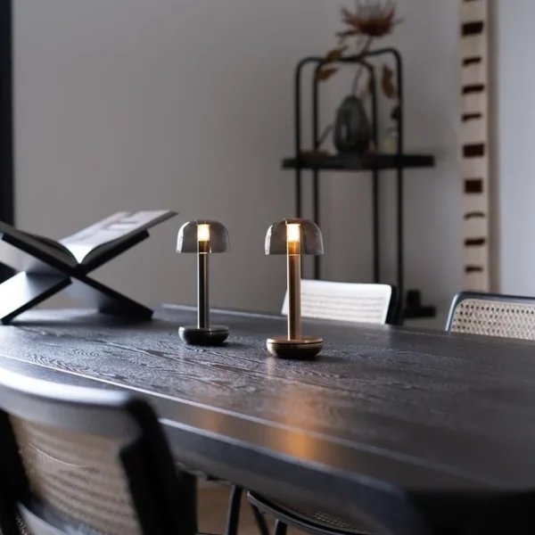 Outlet Straluma Luxe tafellamp op batterij dimbaar titanium/smoke