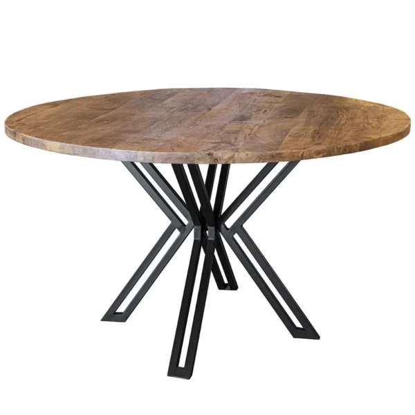Online Straluma Mango houten eettafel rond met zwarte poot 130 cm