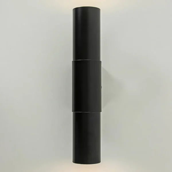 Outlet Straluma Mat zwarte cilinder wandlamp up+down