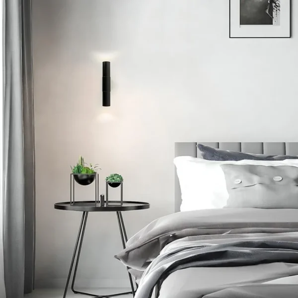 Outlet Straluma Mat zwarte cilinder wandlamp up+down
