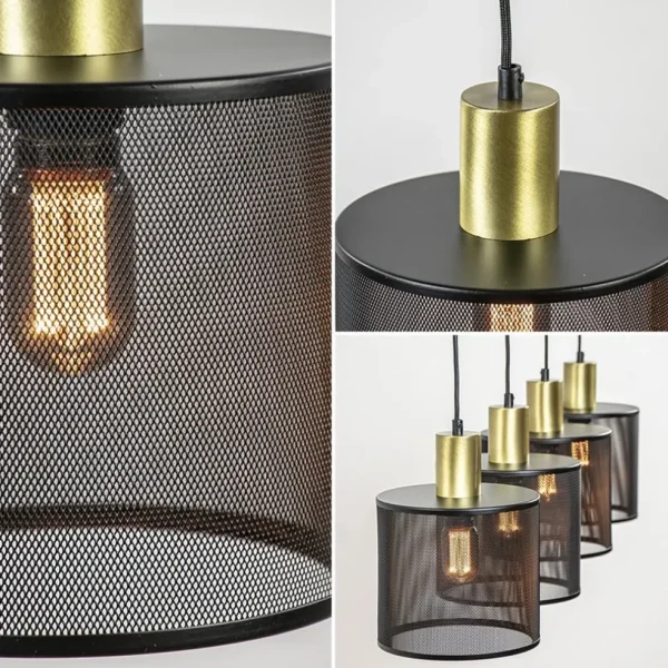 Store Straluma Mat zwarte eettafelhanglamp cilinder kappen met goud