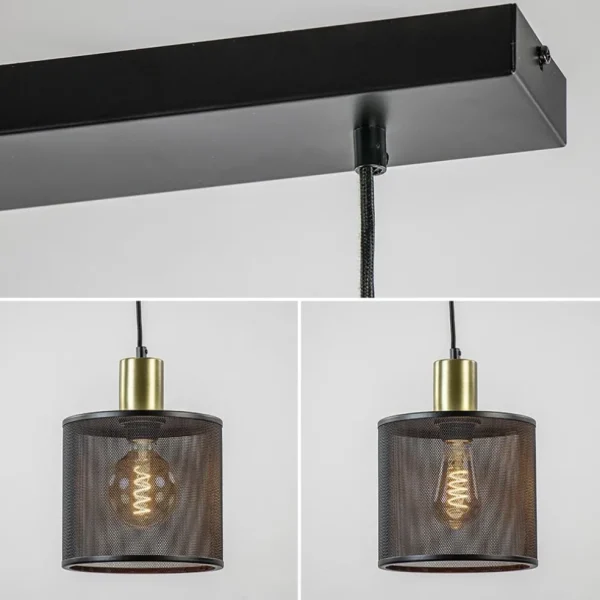 Store Straluma Mat zwarte eettafelhanglamp cilinder kappen met goud