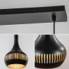 mat_zwarte_eettafelhangla_3.webp Discount Straluma Mat zwarte eettafelhanglamp zwart met goud 4-lichts