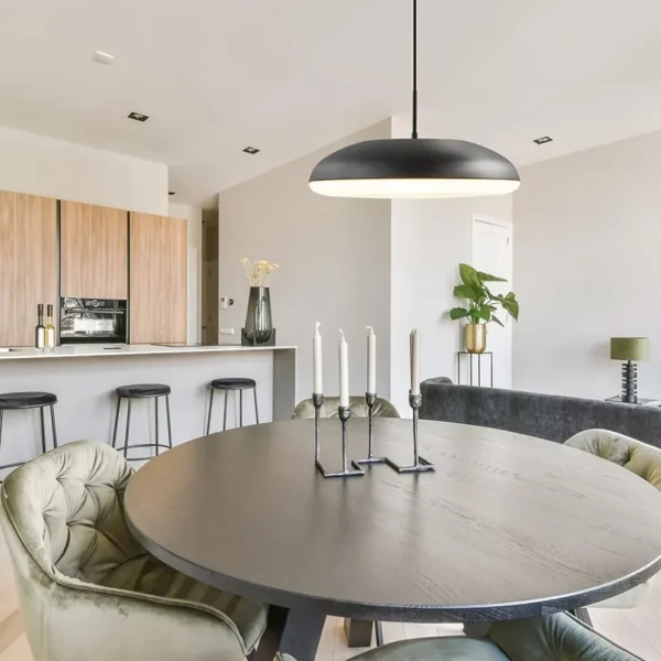 Fashion Straluma Mat zwarte hanglamp koepel met witte kap
