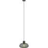 Sale Straluma Mat zwarte hanglamp met geribbeld smoke glas ovaal