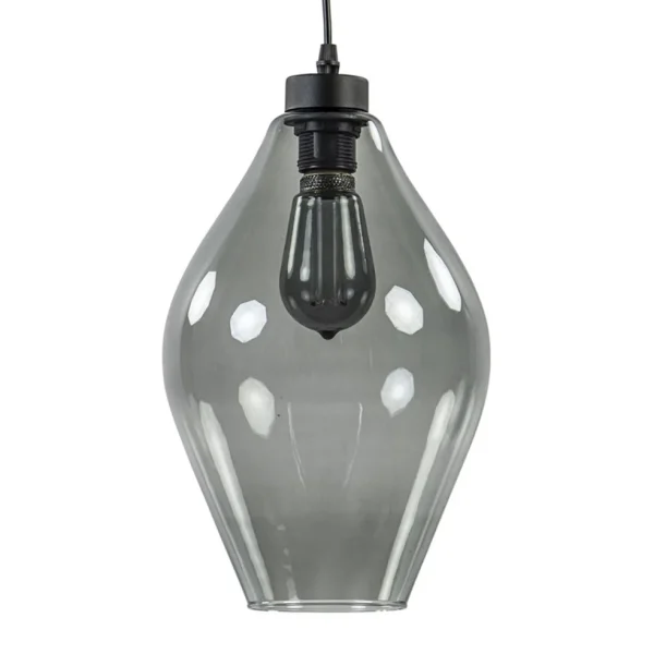 Fashion Straluma Mat zwarte hanglamp met smoke glas ruit