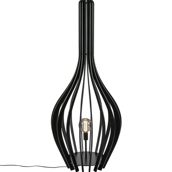 mat_zwarte_houten_vloerla_1.webp Cheap Straluma Mat zwarte houten vloerlamp kegel groot