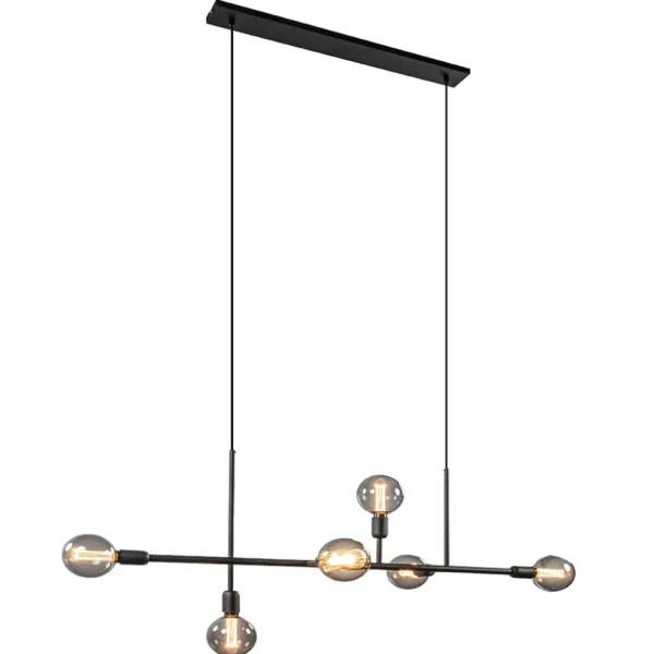 Store Straluma Mat zwarte 6-lichts hanglamp exclusief lichtbronnen