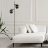 Store Straluma Mat zwarte 2-lichts vloerlamp met gouden accenten