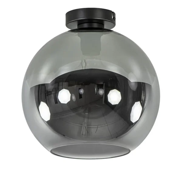 mat_zwarte_plafondlamp_me_0-4.webp Discount Straluma Mat zwarte plafondlamp met smoke glazen bol 30 cm