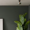 Store Straluma Mat zwarte plafondlamp met smoke glazen bol klein