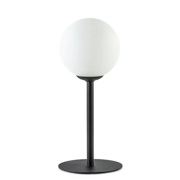 Store Straluma Mat zwarte tafellamp met witte glazen bol