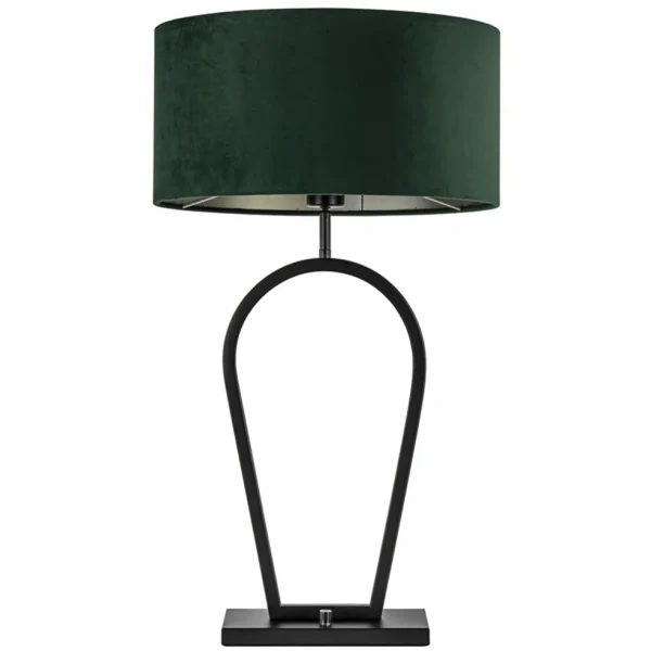 Sale Straluma Mat zwarte tafellamp met kap velours groen