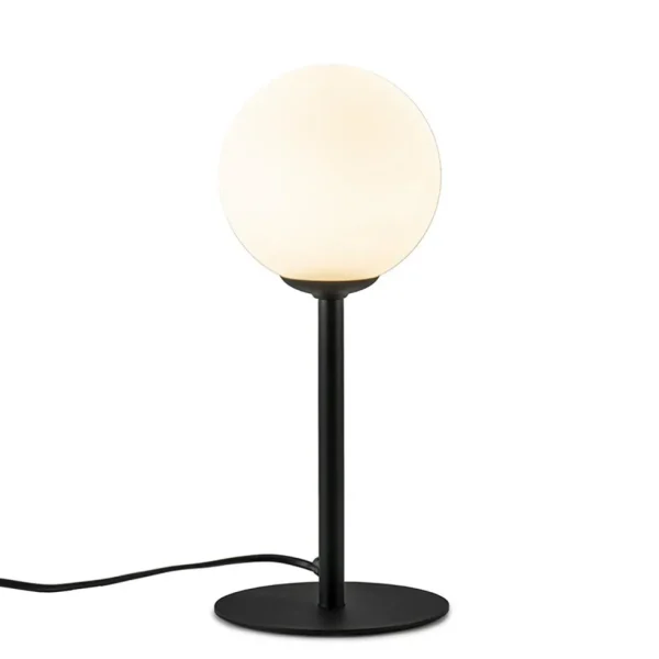 Store Straluma Mat zwarte tafellamp met witte glazen bol