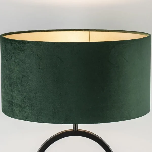 Sale Straluma Mat zwarte tafellamp met kap velours groen