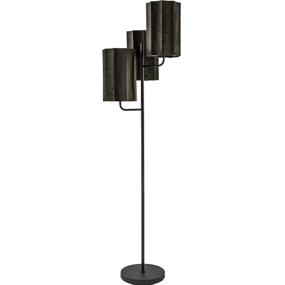 mat_zwarte_vloerlamp_edis_0.webp Flash Sale Straluma Mat zwarte vloerlamp Edisa met velvet bruine kappen