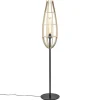 Clearance Straluma Mat zwarte vloerlamp met houten kap naturel