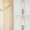 Clearance Straluma Mat zwarte vloerlamp met houten kap naturel