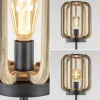 Outlet Straluma Mat zwarte vloerlamp met ruwe houten kap