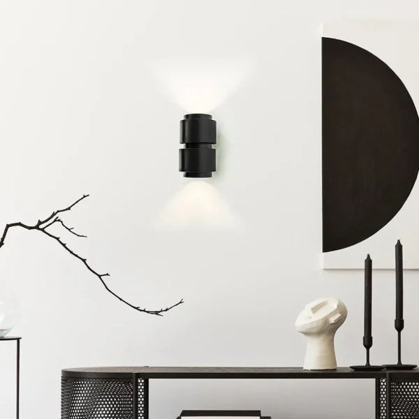 Online Straluma Mat zwarte wandlamp cilinder up+down G9