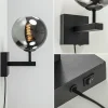 mat_zwarte_wandlamp_met_s_2.webp Best Sale Straluma Mat zwarte wandlamp met smoke glazen bol 20 cm