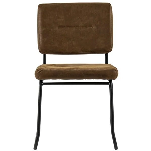 Discount Straluma Micro lederen eetkamerstoel camel met zwart frame