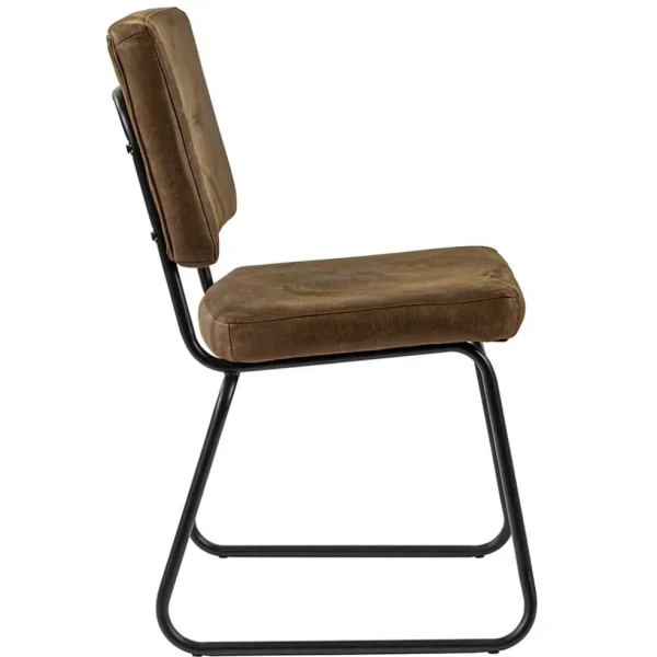 Discount Straluma Micro lederen eetkamerstoel camel met zwart frame
