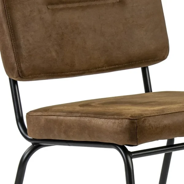 Discount Straluma Micro lederen eetkamerstoel camel met zwart frame