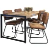Discount Straluma Micro lederen eetkamerstoel camel met zwart frame